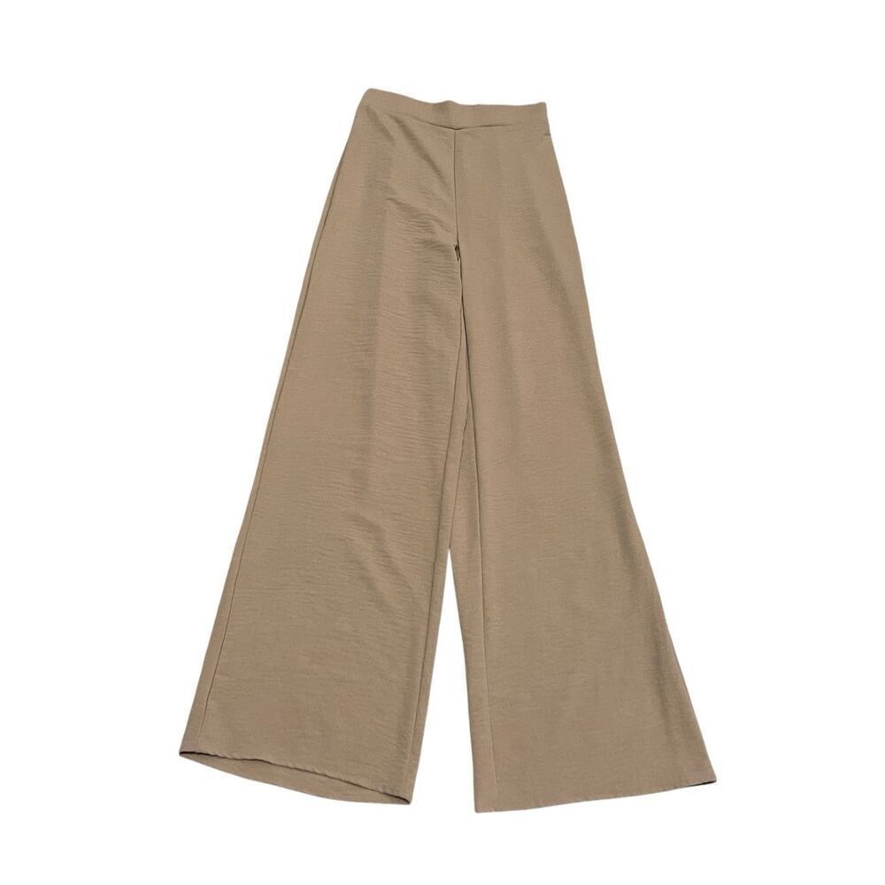 Saints 21 Women's Elastic Back Waist Wide Leg Pull-on Palazzo Pants Tan Small